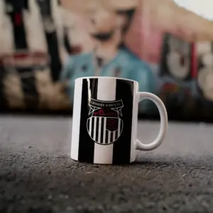 Crested Mug with Black & White Stripes